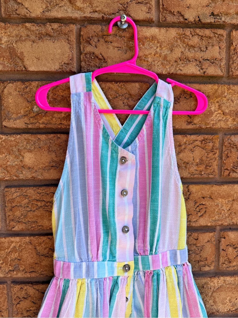 4/$25 • George Cotton Rainbow Pastel Vertical Striped Sundress - Picture 2 of 5